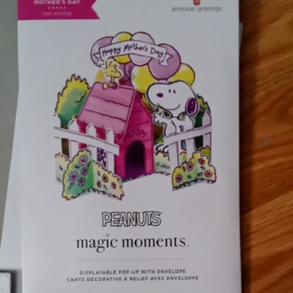 American Greetings Peanuts Mother's Day Card with Pink and Yellow